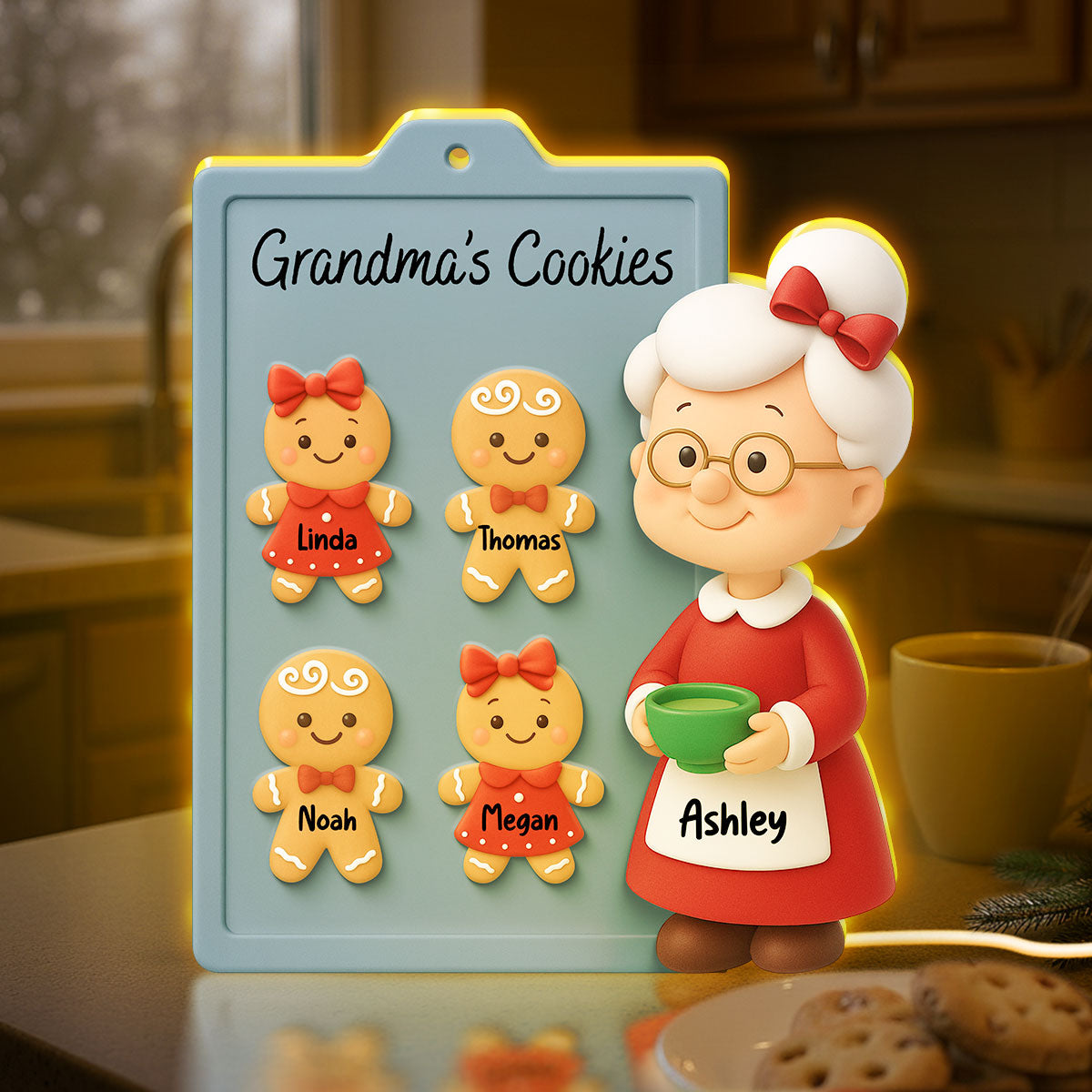 Grandma Cookies 3D Effect - Personalized Light Box - Christmas Gift for Grandmas