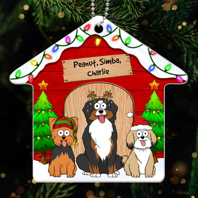 Funny Dogs Cartoon House Personalized Christmas Acrylic Ornament