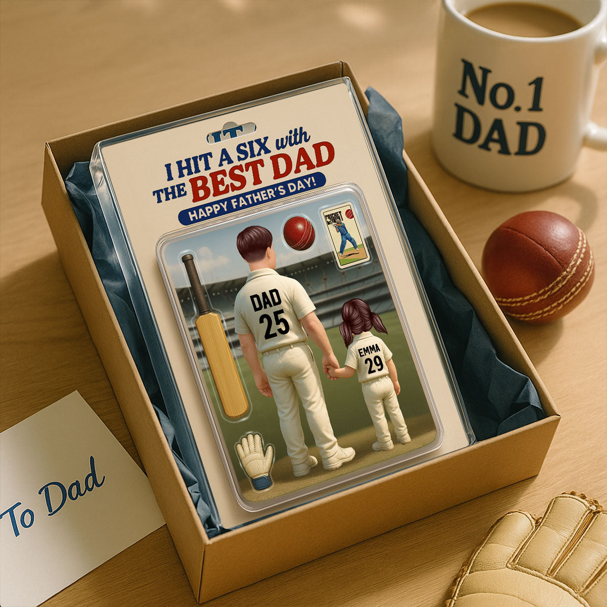 Hit A Six With The Best Dad Cricket Dad - Personalized Acrylic Block Plaque - Father's Day Gift