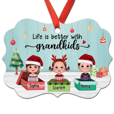 Grandma Life Better With Grandkids Gift Box Personalized Christmas Ornament