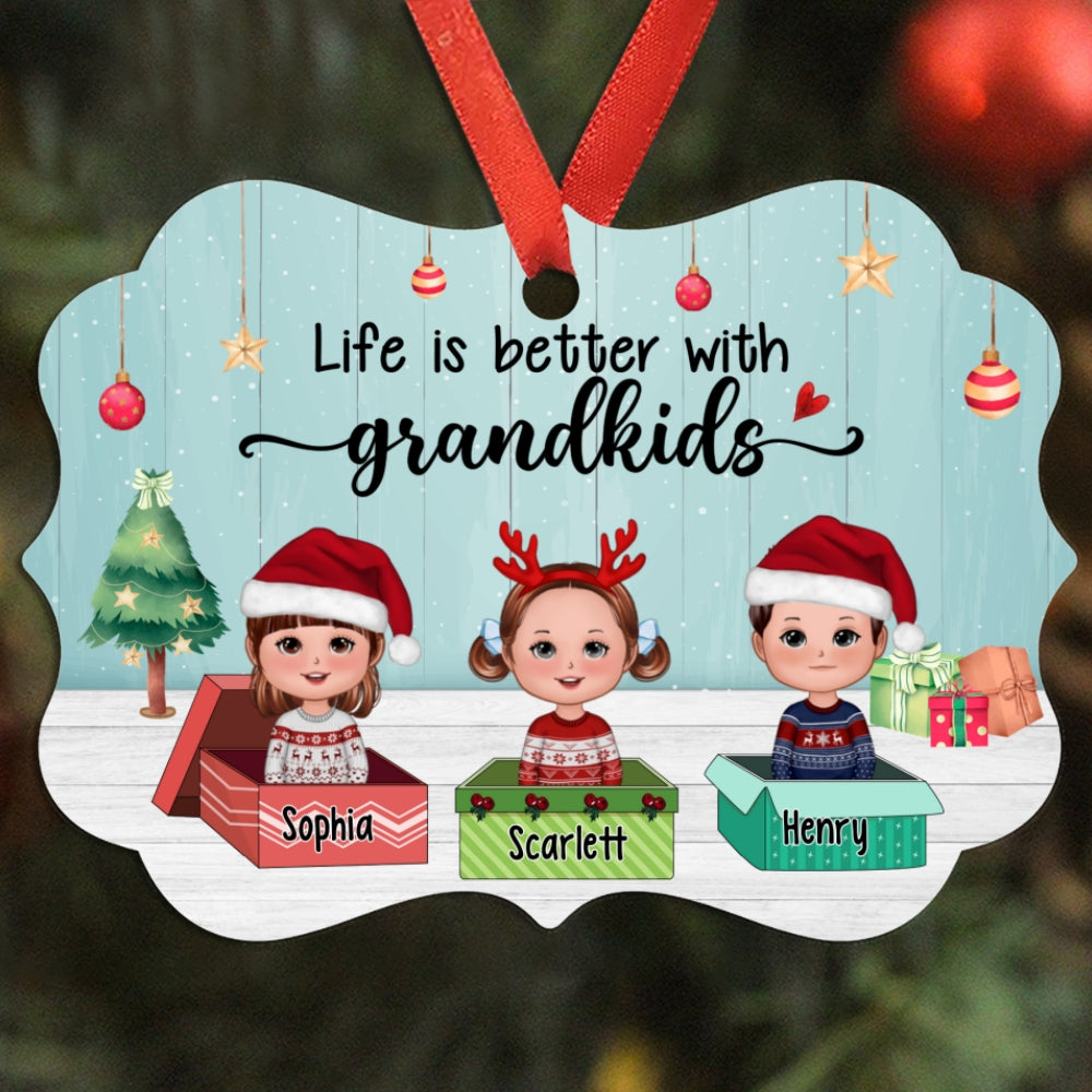 Grandma Life Better With Grandkids Gift Box Personalized Christmas Ornament