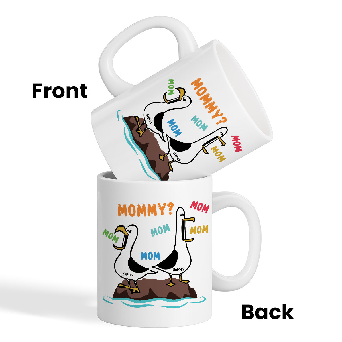 Seagull Mom Mom Mom Colorful - Personalized Mug - Funny Mother's Day Gift For Mom