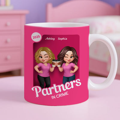 Besties Partner In Crime Pink 3D Effect Action Figure Personalized Mug