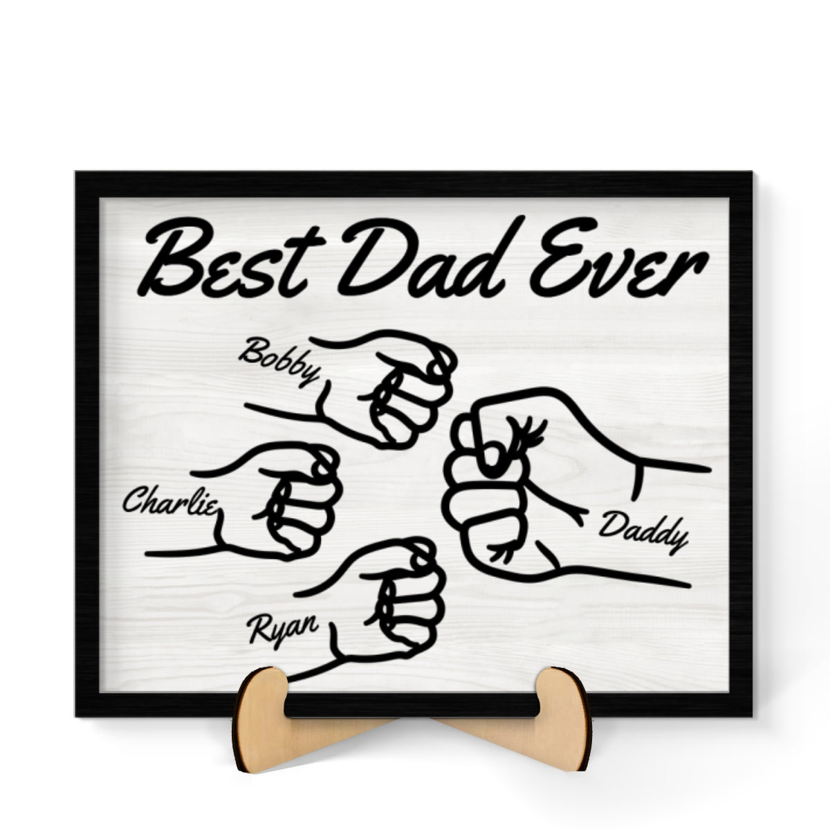 Best Dad Ever Fist Bump Personalized 2-Layer Wooden Plaque