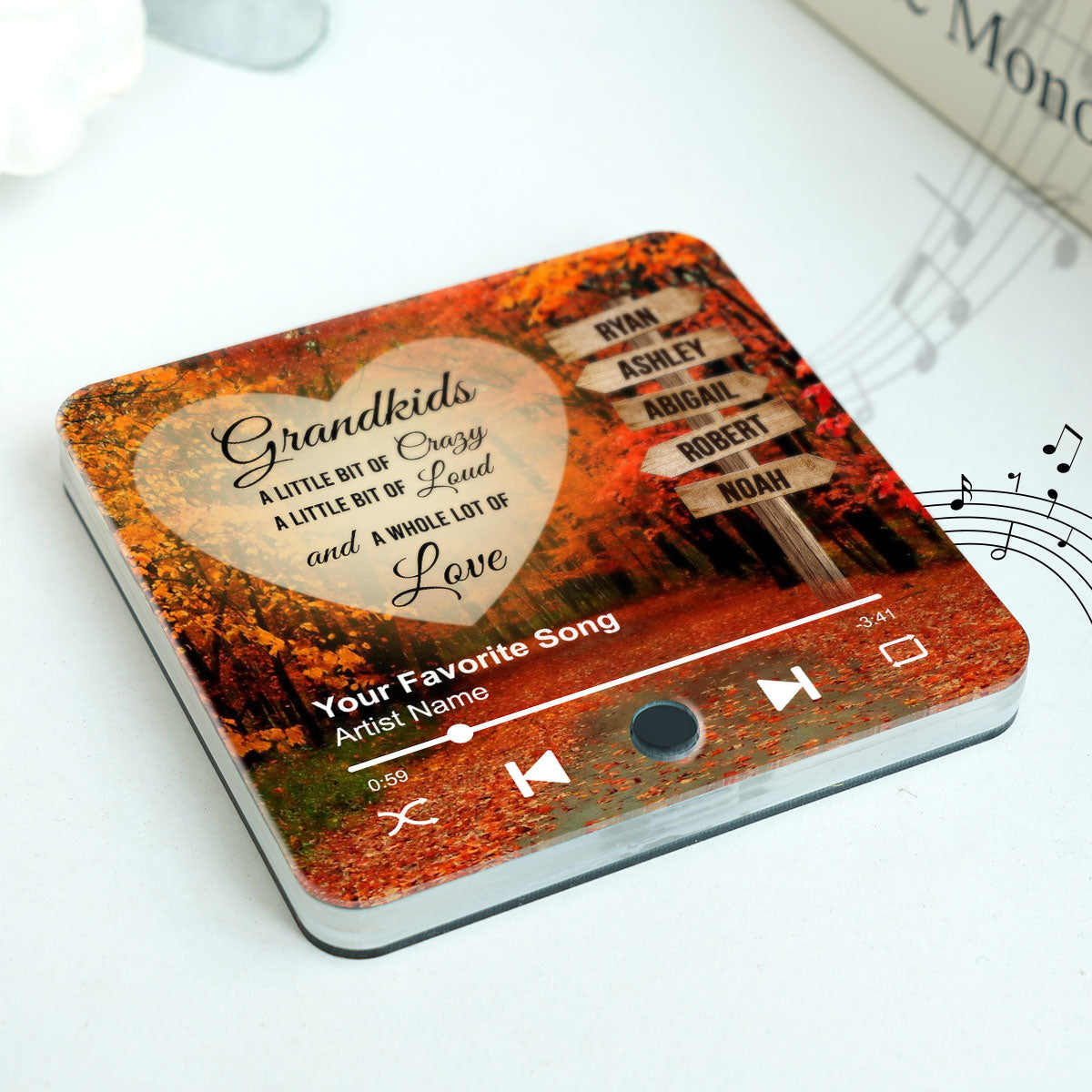 Grandkids Names On Street Sign Post Personalized Music Fridge Magnet, Perfect 2025 Gift For Mom For Grandma