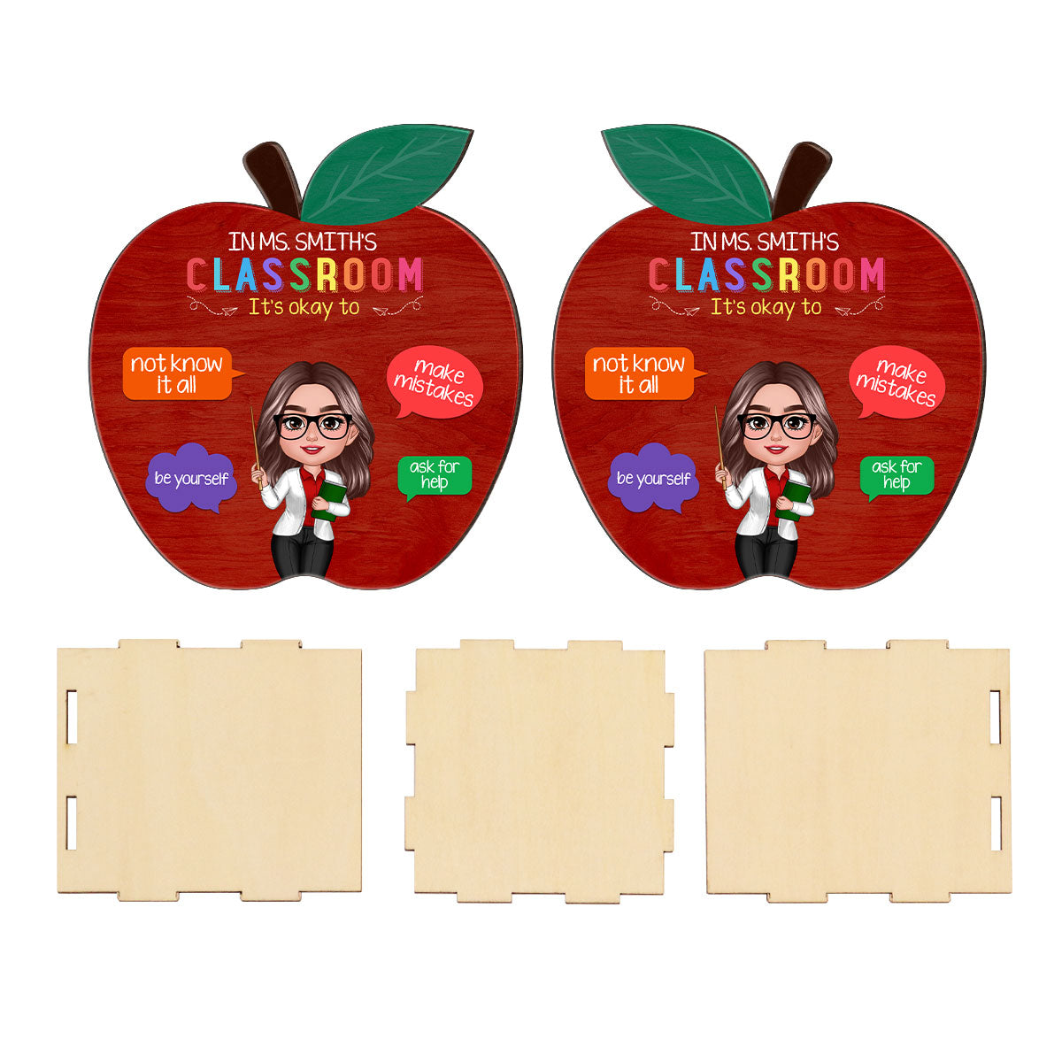In This Classroom Personalized Apple Shaped Pen Pencil Holder, Back-to-School Gift for Teachers