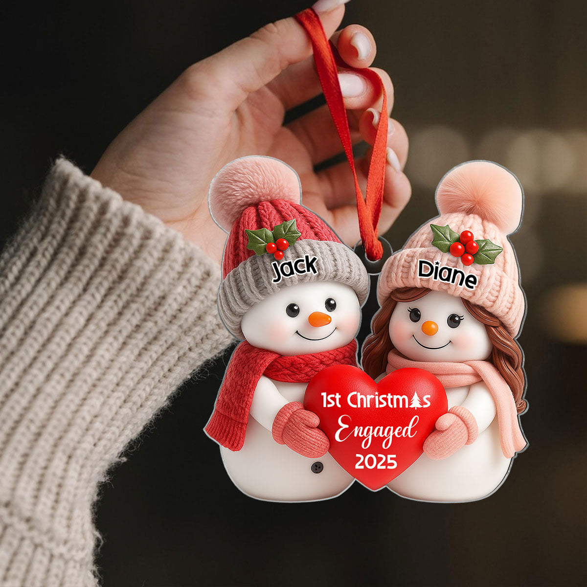 First Christmas Engaged, Married Personalized Acrylic Ornament, Christmas Gift for Newlyweds, Couples