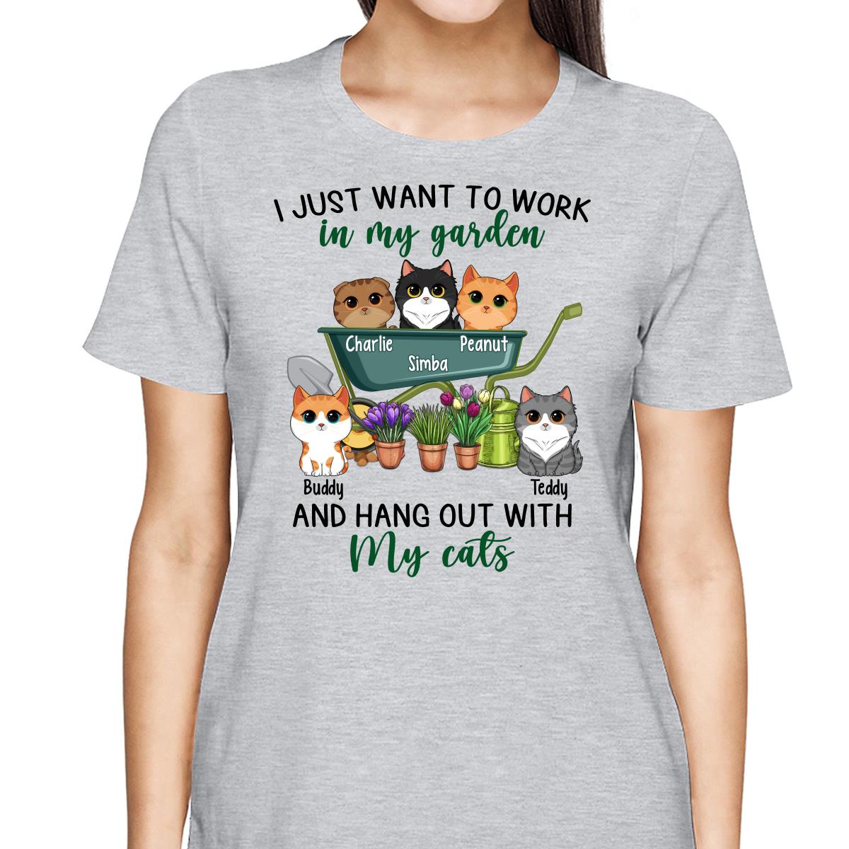 Work In Garden And Hang Out With Cats Cute Cat Vector Personalized Shirt