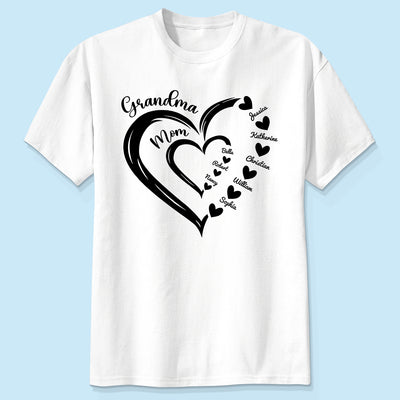 Grandma Mom Heart In Heart Personalized Shirt, Gift For Mom