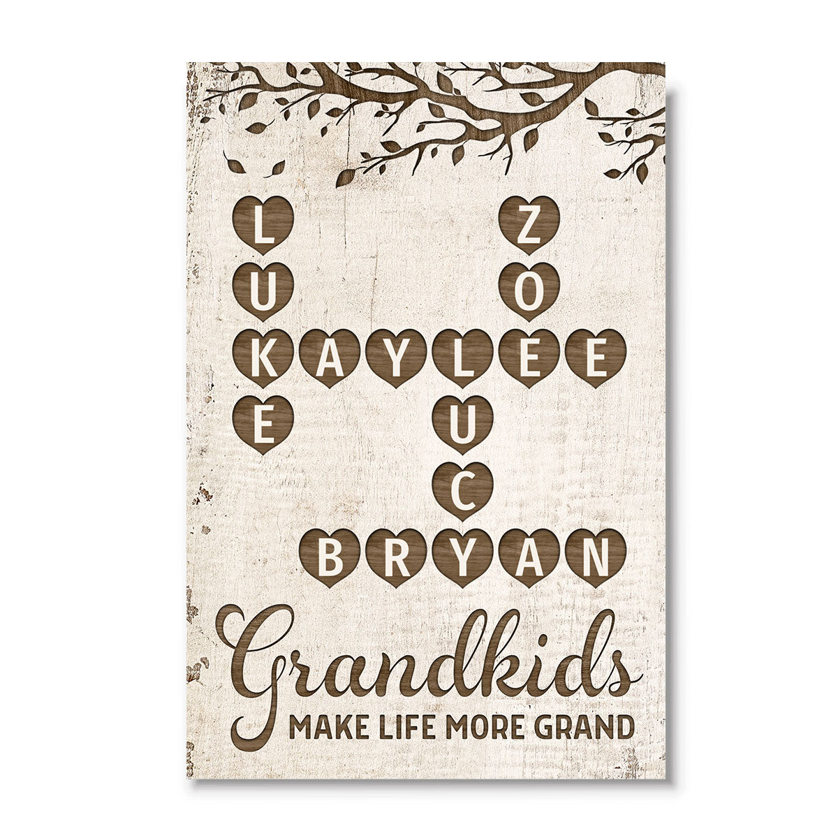 Grandkids Make Life Grand Heart Crossword Art Puzzle Personalized Poster