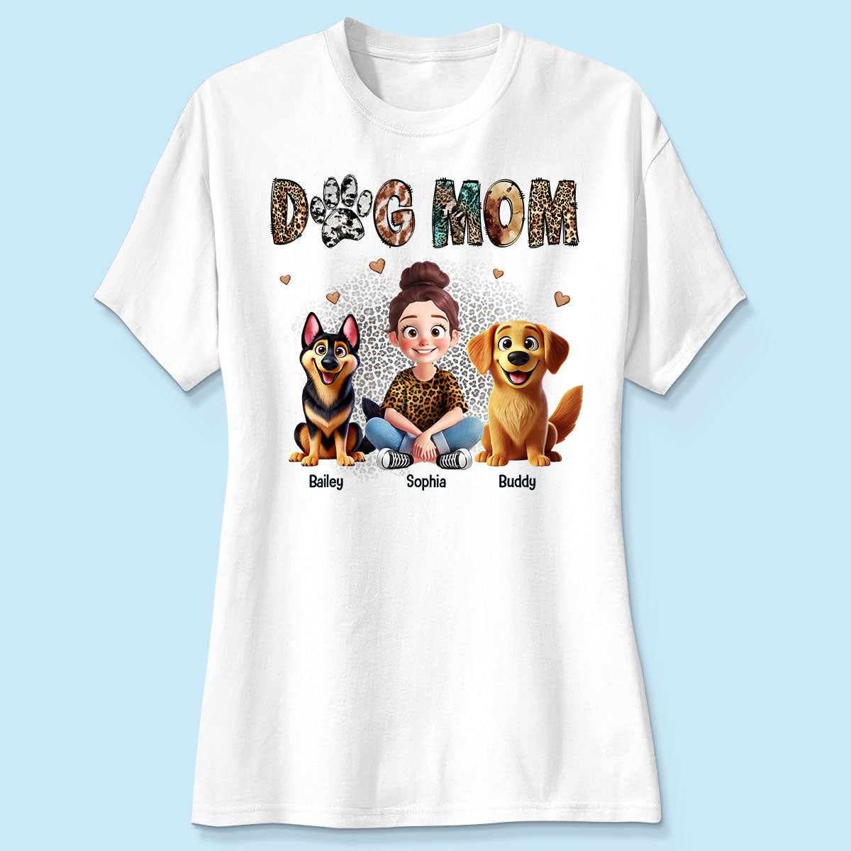 Animal Patterns Dog Mom Animation Cartoon Personalized Shirt, Gift For Dog Lovers