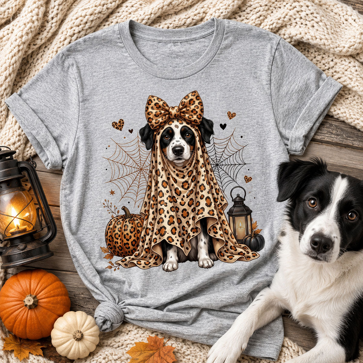 Custom Dog Cat Pet Ghost from Photo - Personalized Shirt - Trendy Halloween Tee for Dog Mom, Cat Mom