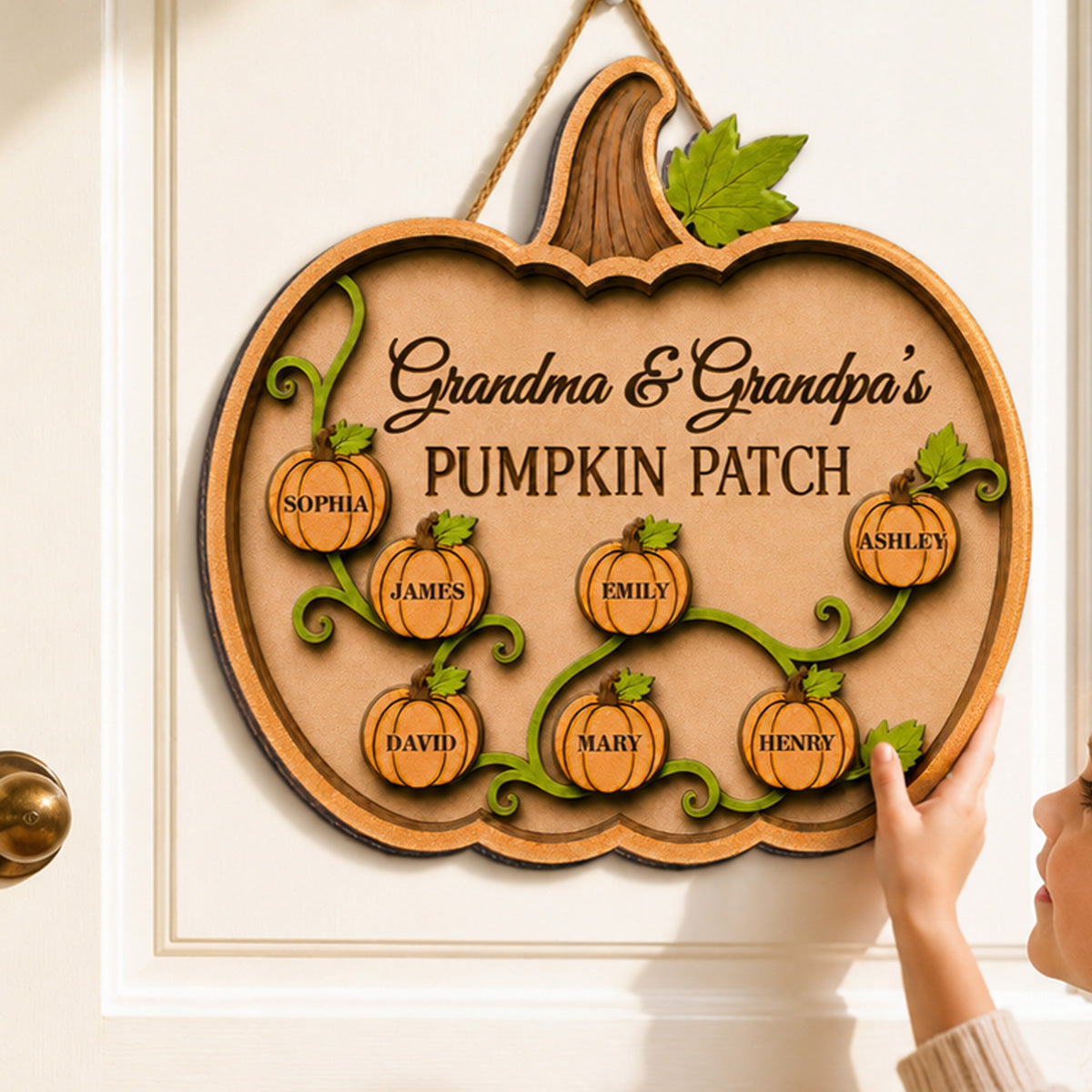 Grandma Grandpa Pumpkin Vine 2D Flat - Personalized Wood Sign - Fall Season Decoration