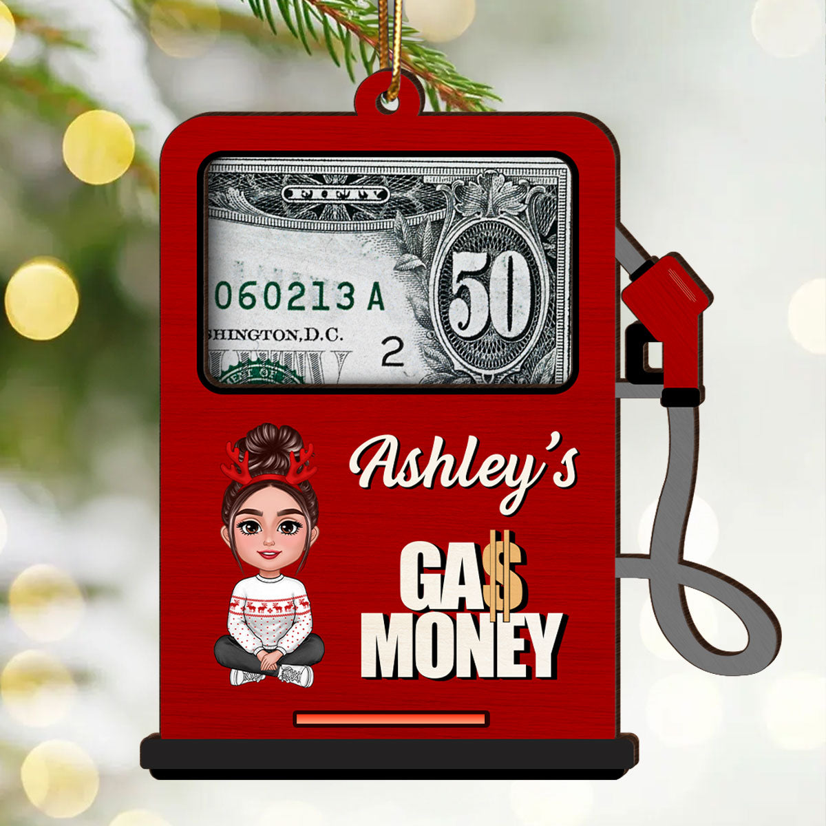 Hidden Message Gas Pump Shaped Personalized Gas Money Holder Ornament, Unique Christmas Gift For Teenager Driver, Funny 16 Birthday Gift