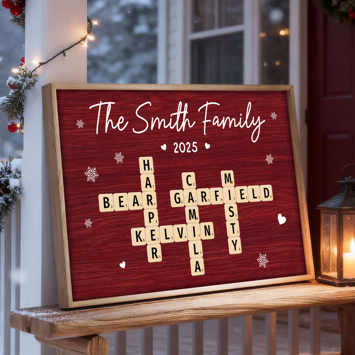 Christmas Family Forever Linked Together Crossword Puzzle Art - Personalized Poster - Gift For Family
