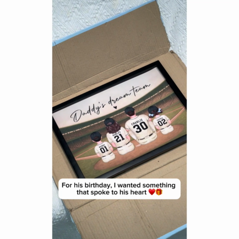 Retro Vintage Baseball Family Dream Team Home Decoration - Personalized Poster - Father's Day Gift For Dad, Gift For Husband, Gift For Grandpa