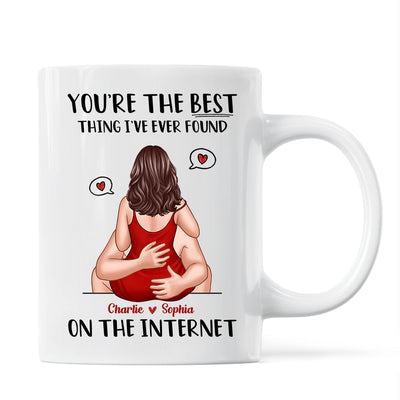 Online Dating Virtual Love Embrace Valentine‘s Couple Personalized Mug