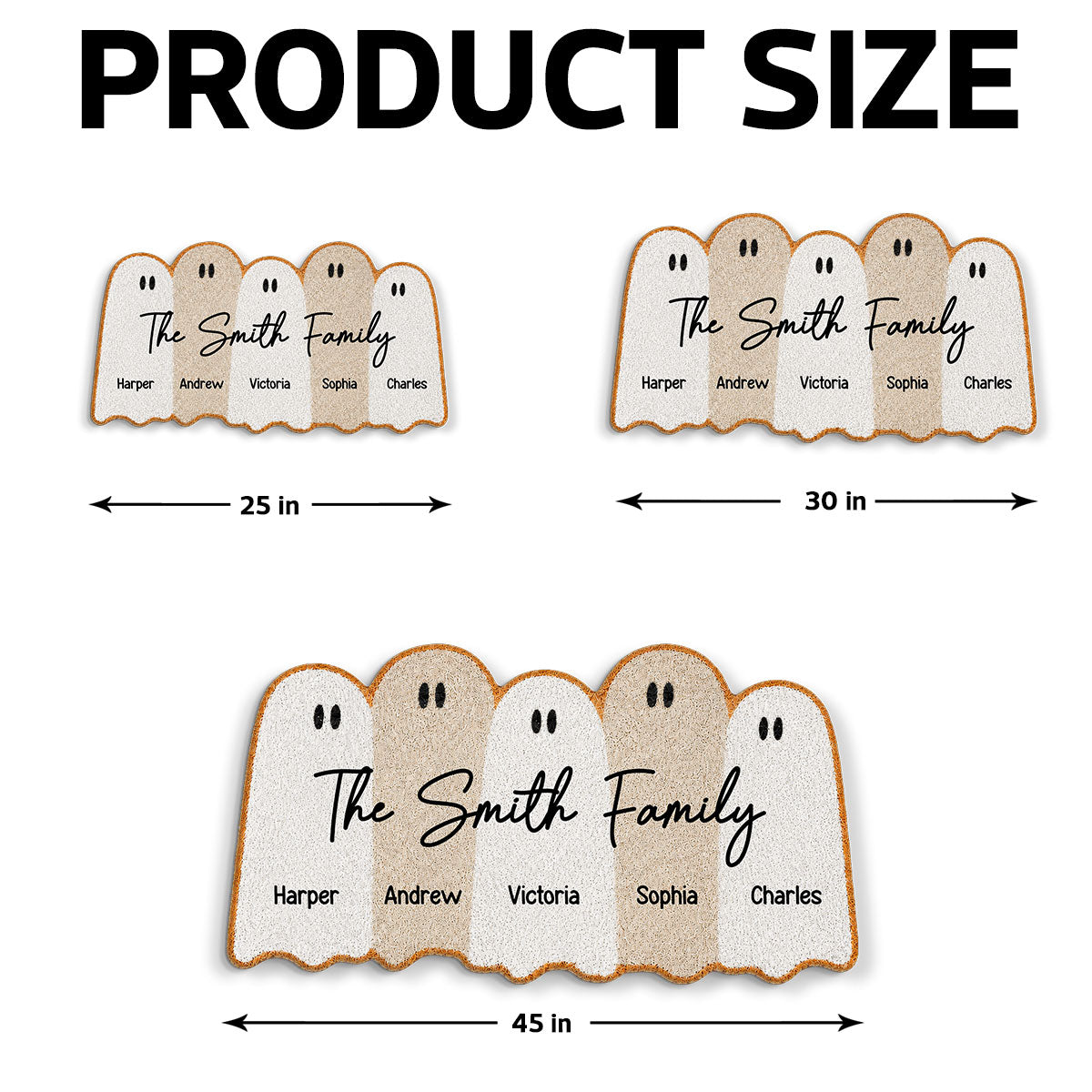 Ghost Family With Names - Personalized Doormat - Halloween Home Decor