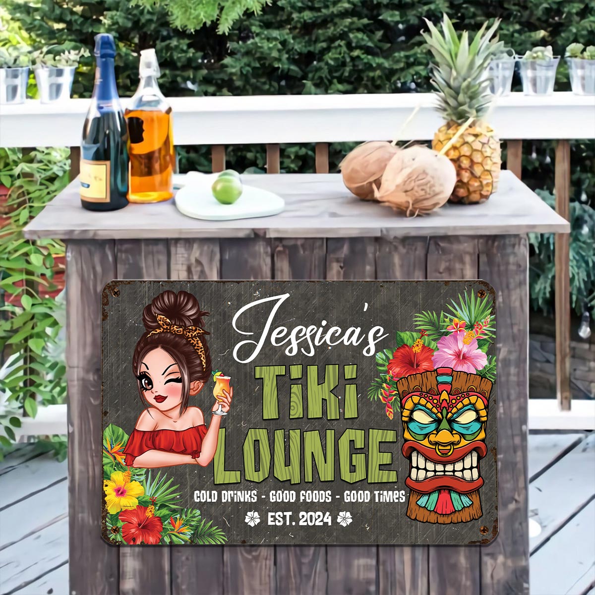 Welcome To Tiki Lounge Personalized Metal Sign