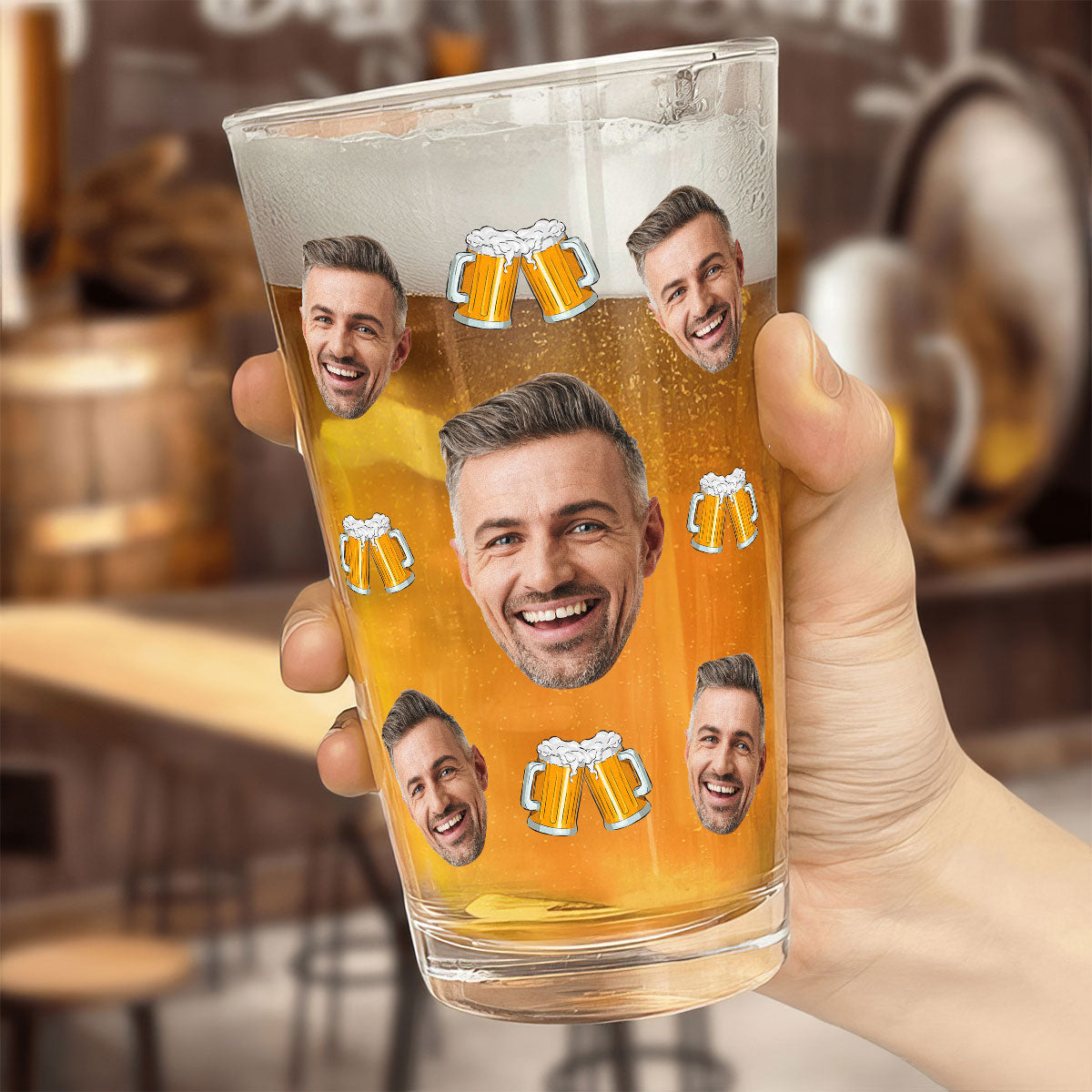 A Cold One For The Old One Photo Upload Funny Birthday Gift Personalized Beer Glass