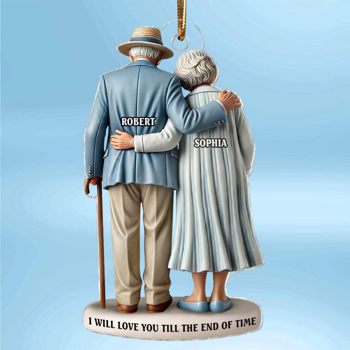 3D Effect Old Couple Stand Together Personalized Acrylic Ornament, Heartfelt Keepsake, Gift For Couple, For Him, For Her, Husband, Wife