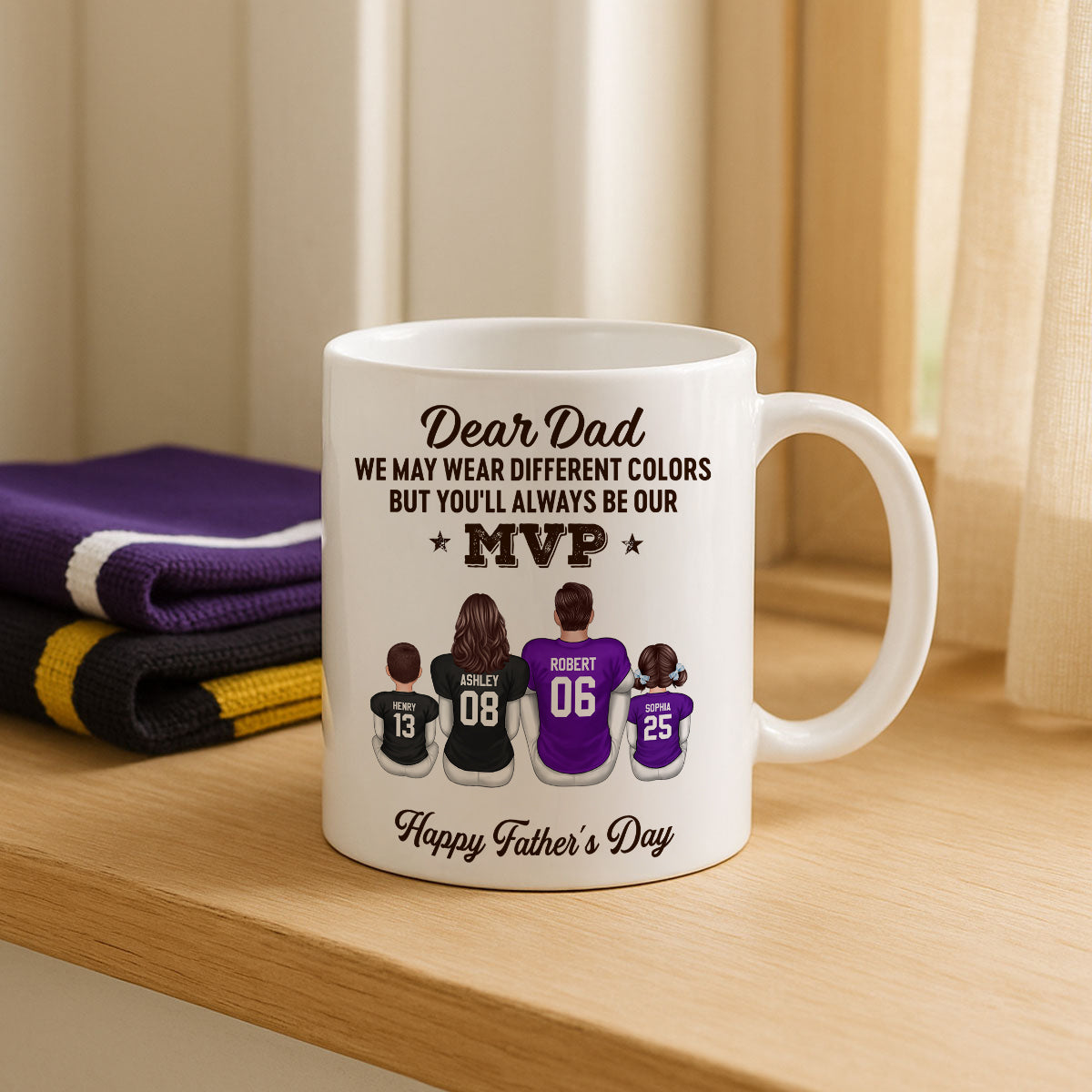 You'll Always Be My MVP Divided Funny Gift For American Football Dad Personalized Mug