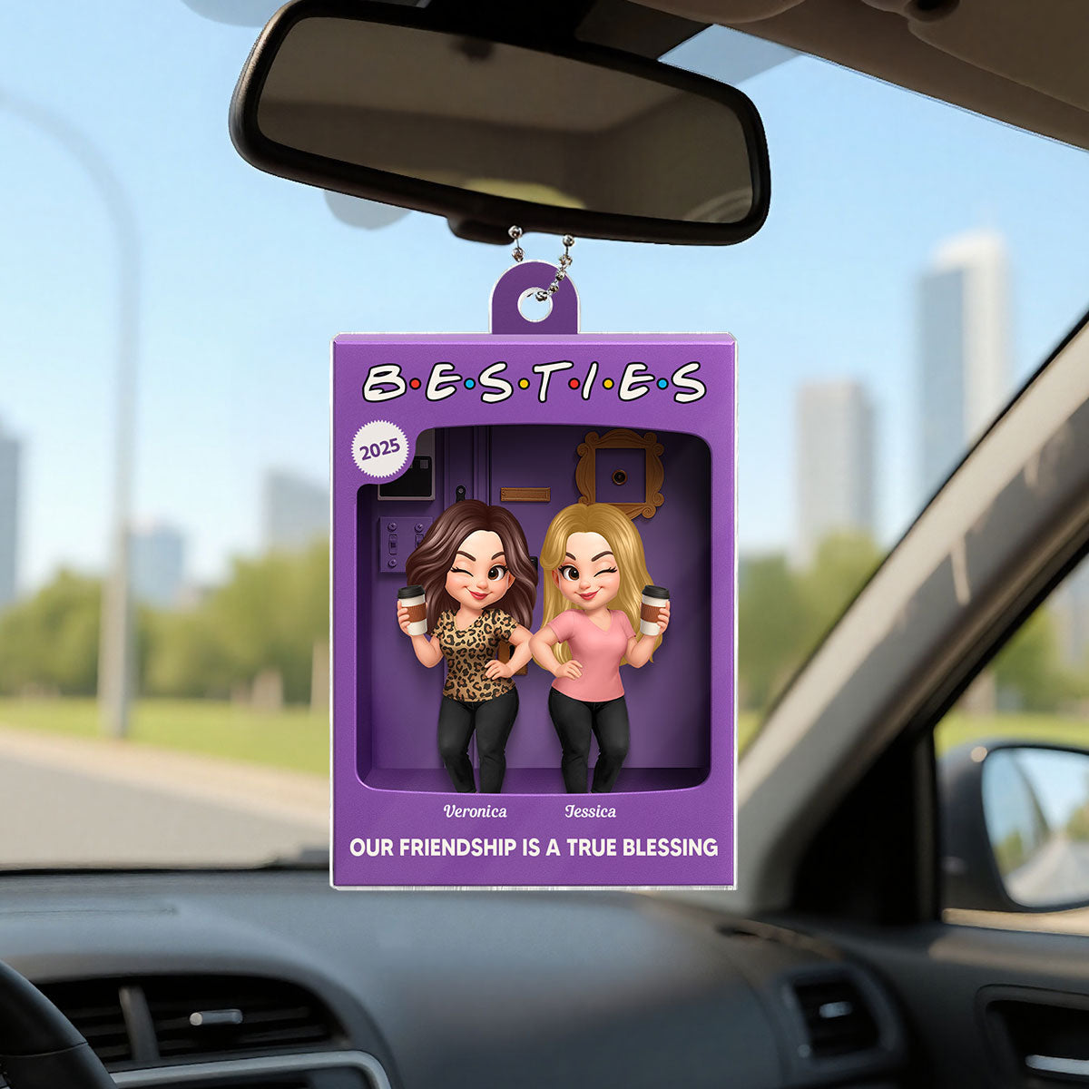 [BUY 2 GET 1 FREE] Besties Personalized Acrylic Ornament - Purple Toy Box Style Christmas Gift
