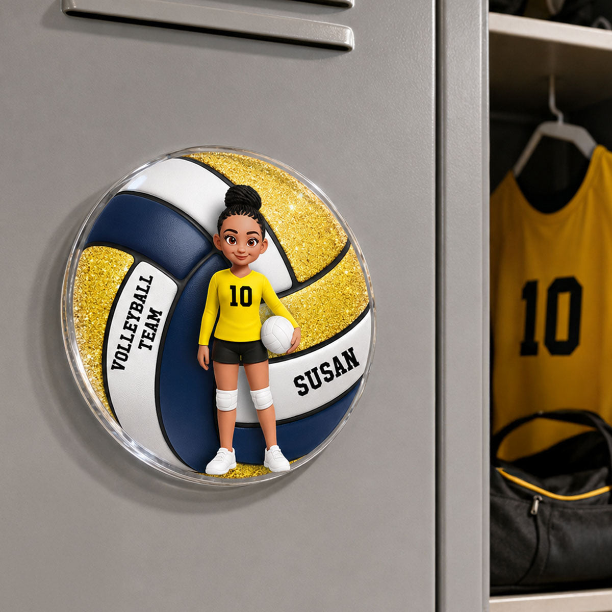 Volleyball Boy & Girl - Personalized Acrylic Locker Magnet - Back To School Gift For Daughters, Sons, Grandkids, Teenagers