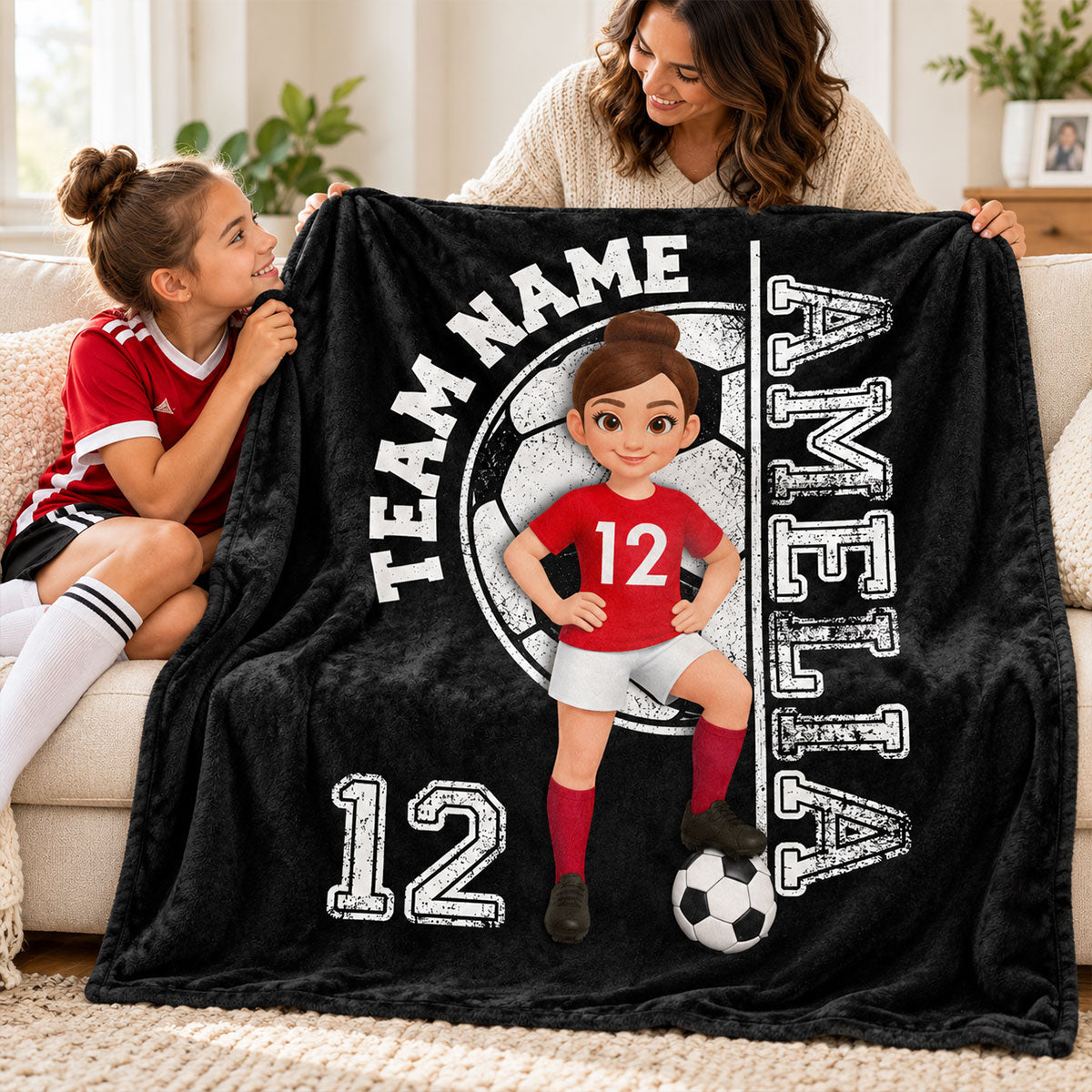 Custom Team Name Soccer Player - Personalized Fleece Blanket - Soccer Senior Gift, Christmas Gift for Daughter, Son, Grandkids