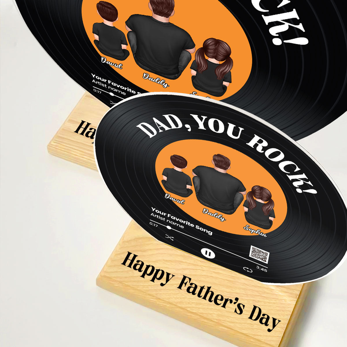 Dad You Rock Favorite Song Scannable QR Code Personalized Acrylic Record Plaque, Gift For Dad
