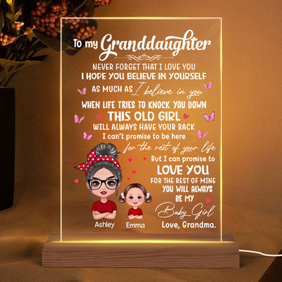 Grandma To My Granddaughter Grandson Personalized Rectangle Acrylic Plaque LED Lamp Night Light