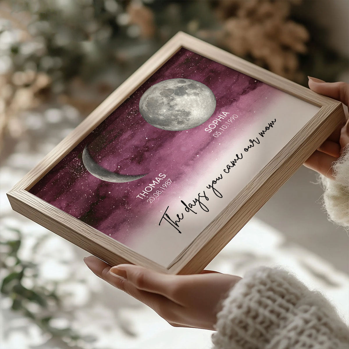 Starry Night Custom Birth Moon Phase The Days You Became Our Mom Dad Personalised Poster, UK, CA| Heartfelt Father's Day Gift For Dad, Husband