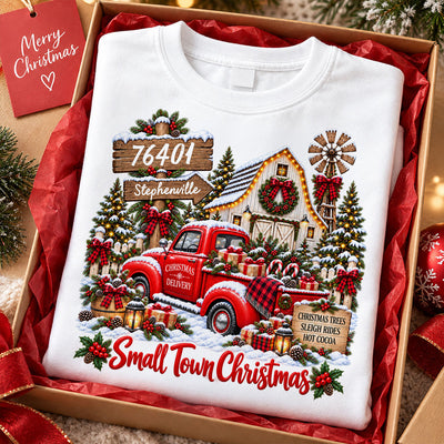 Custom Zip Code Small Town Christmas - Personalized Shirt - Trendy Christmas Holiday Tee, Town Pride