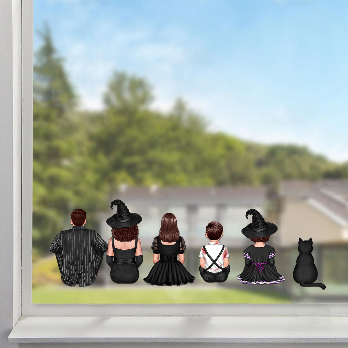 Halloween Back View Family Personalized Car Decal, Halloween Decor