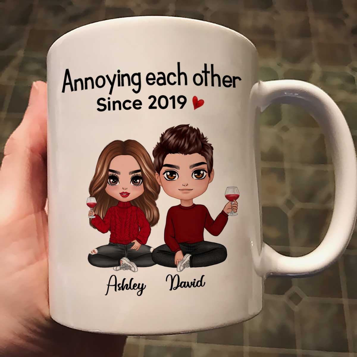 Doll Couple Sitting Gift For Him Gift For Her Personalized Mug