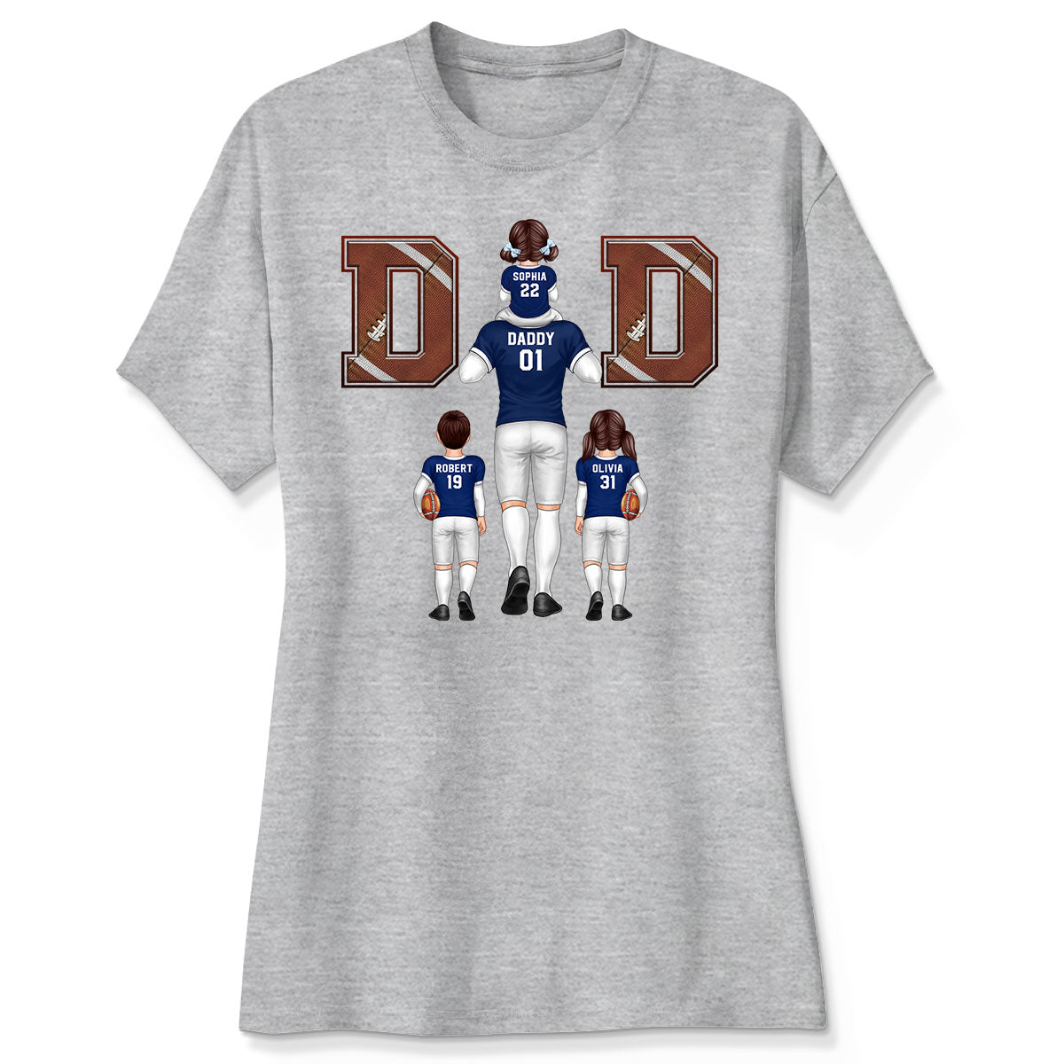 American Football Dad Fan Piggy Back Personalized Shirt, Unique 2025 Father's Day Gift For Dad, For Grandpa, For Husband
