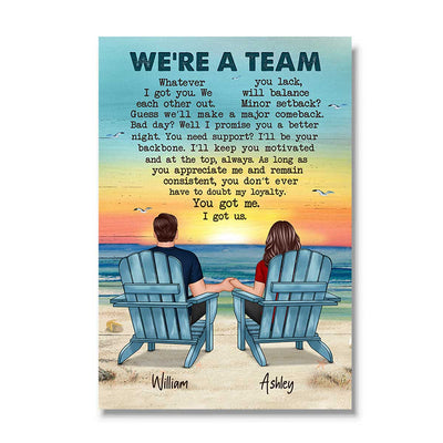 We‘re A Team Couple Beach Landscape Personalized Vertical Poster