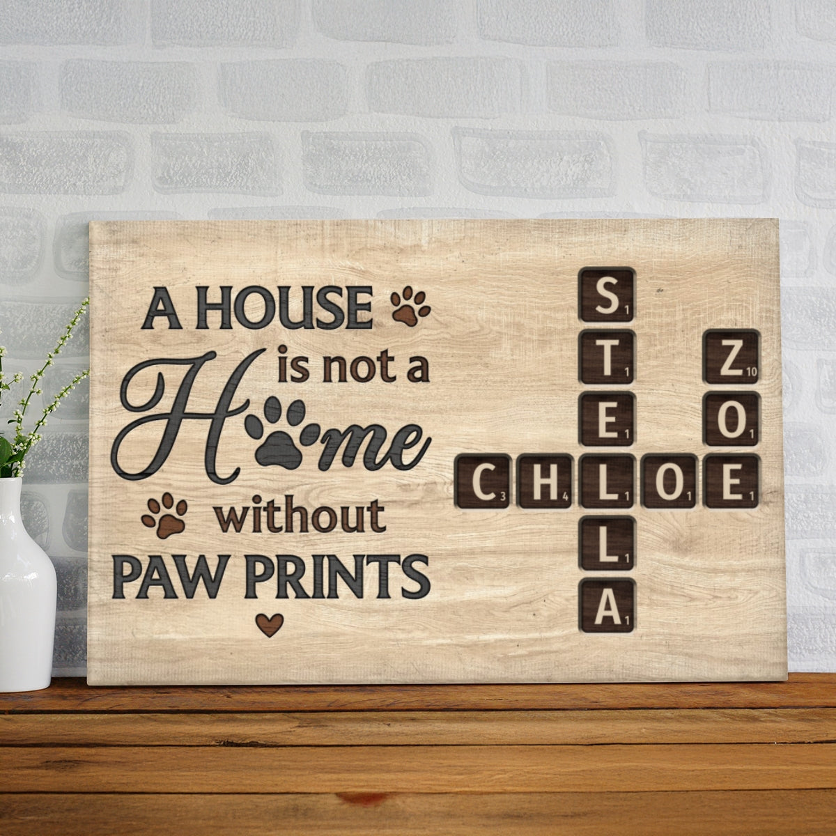 Pet Lover Home Decor Home With Paw Prints Crossword Puzzle Art Personalized Canvas