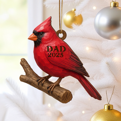3D Effect Vintage Cardinal Memorial Christmas Personalized Wooden Ornament, Heartwarming Simpathy Gift, Remembrance Gift