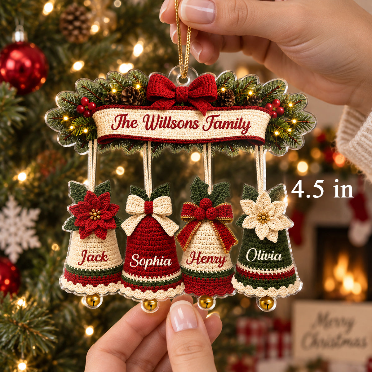 Custom Family Name Christmas Bell - Personalized Acrylic Ornament - Thoughtful Christmas Gift for Mom, Daughter, Son