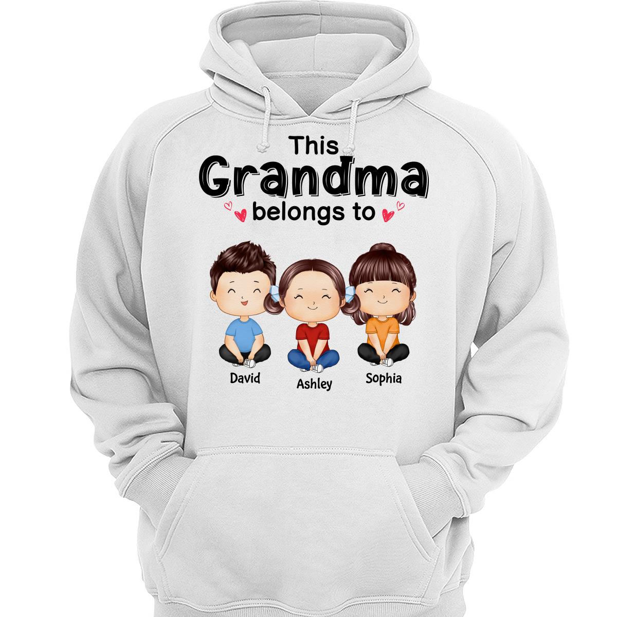 This Grandma Mom Belongs To Doll Kids Watercolor Styles Sitting Personalized Shirt