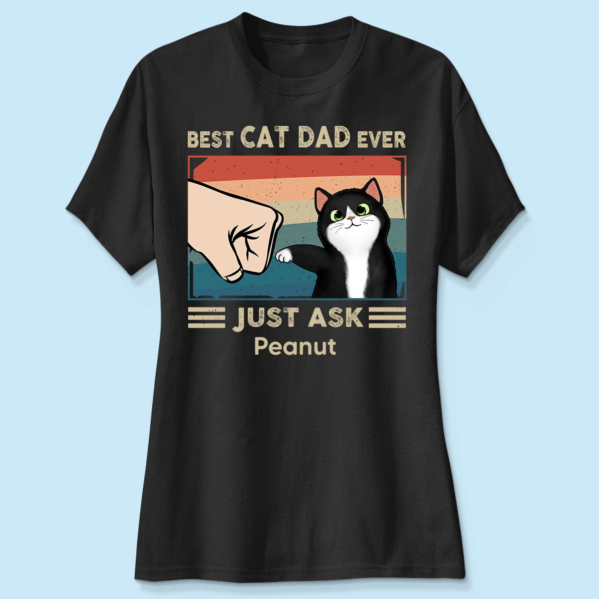 Best Cat Dad Ever Just Ask Fluffy Cats Retro Personalized Shirt