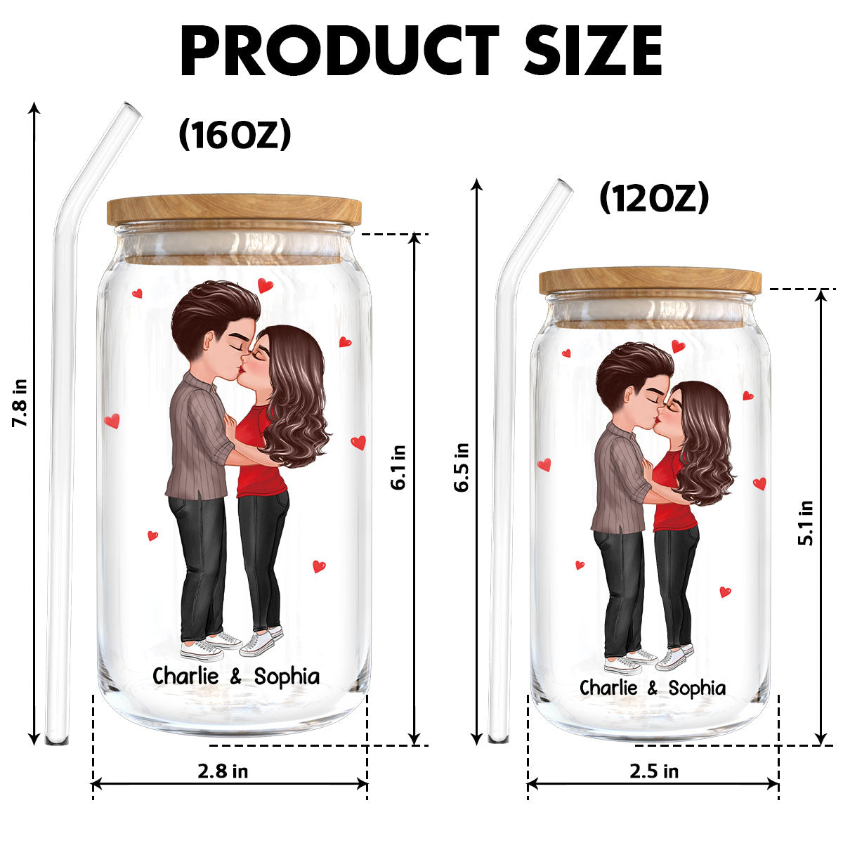 Couple Kissing I Met You Personalized Clear Glass Can