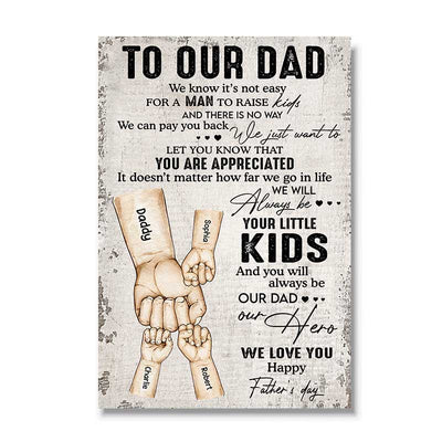 To Our Dad Fist Bump Personalized Poster