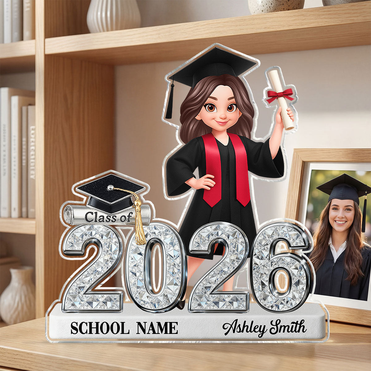 Class Of 2026 2027 Senior Shiny Effect 2D Flat - Personalized Acrylic Block Plaque - Graduation Gift For Graduates, Daughter, Son