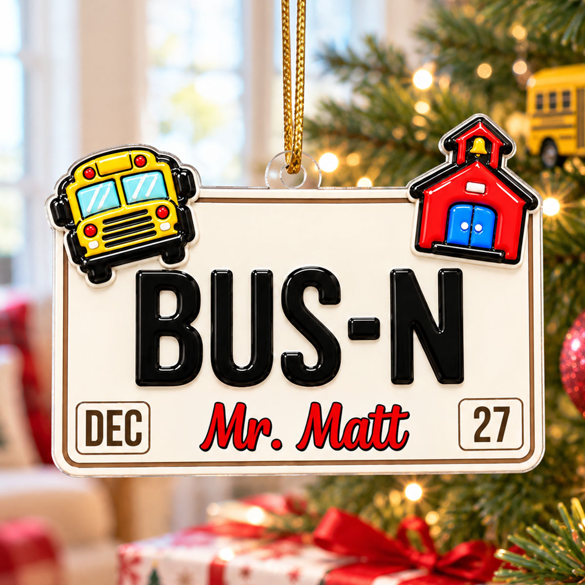 License Plate Nurse Teacher Bus Driver - Personalized Acrylic Ornament - Christmas Gift For Family, Coworker, Friends