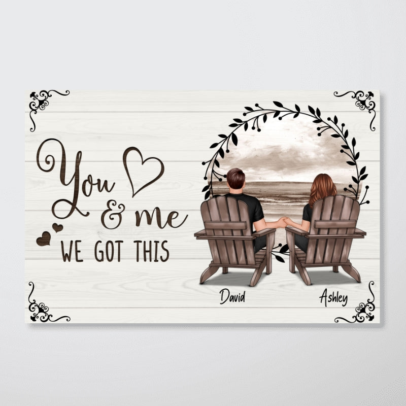 Retro Wreath Couple Beach Landscape Vintage Personalized Poster, Heartfelt 2025  Gift, Anniversary Gift For Couple, Husband, Wife, Dad, Mom