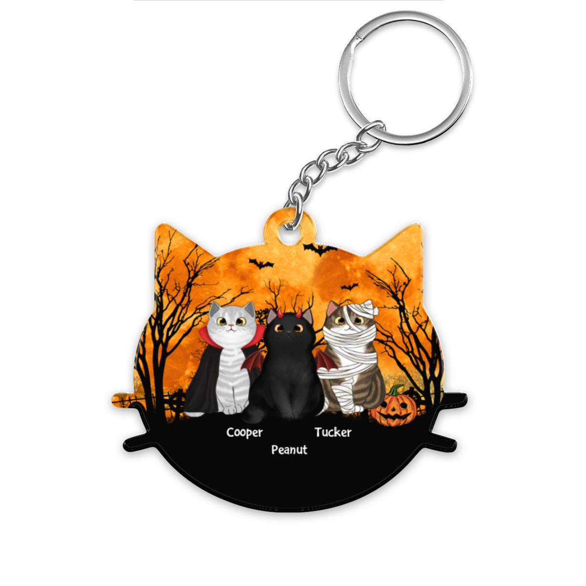 Halloween Cat Face Shaped Personalized Acrylic Keychain