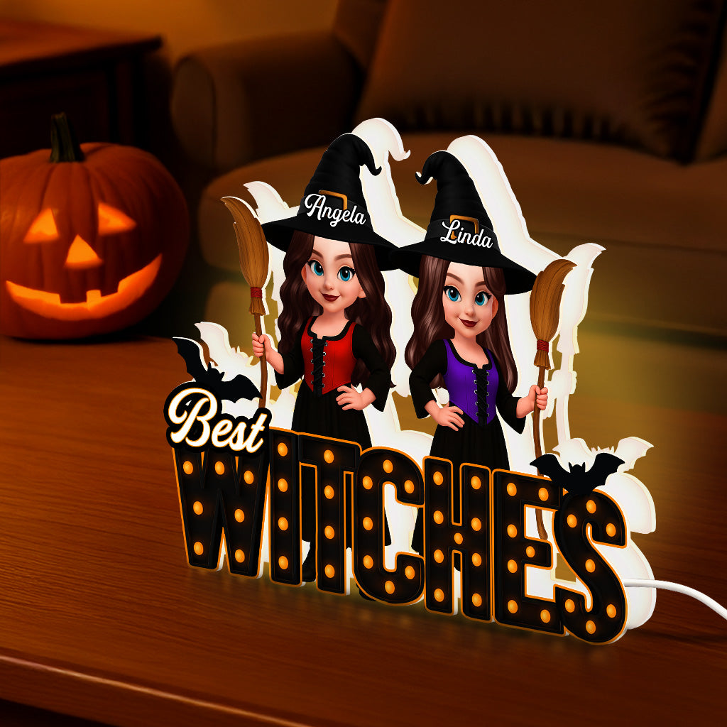 Halloween Best Witches Besties Marquee Pattern Letters Personalized Light Box