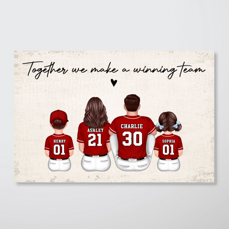 Daddy's Team Baseball Family Sitting - Personalized Poster - Gift For Dad, Gift For Husband, Gift For Grandpa